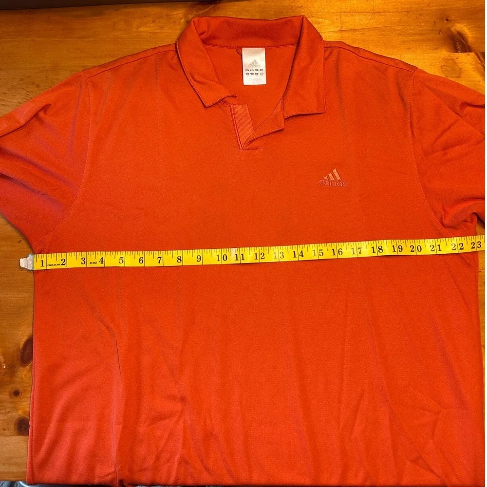 Adidas Athleisure Mens Short‎ Sleeve Polo Shirt Orange Embroidered Logo Large